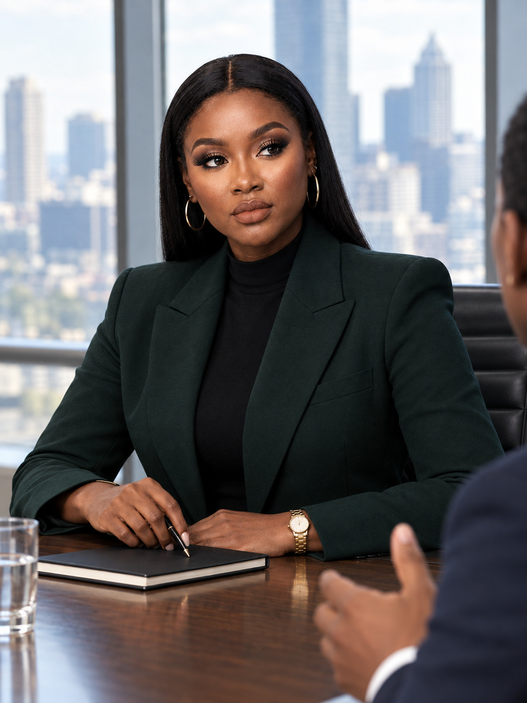 Imani Carter in a confident professional setting